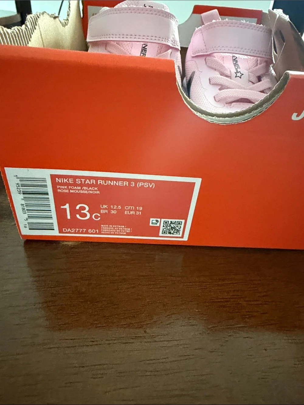 Nike Kids Pink Hook-and-Loop Athletic Sneakers - Picture 3 of 3